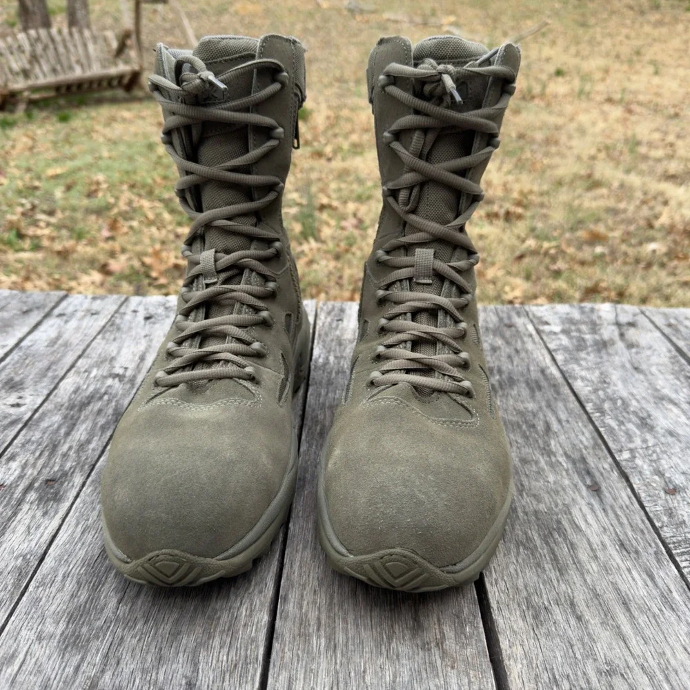 Reebok Rapid Response Sage Green Tactical Side Zip Boots RB8990‎ Mens 12M EH